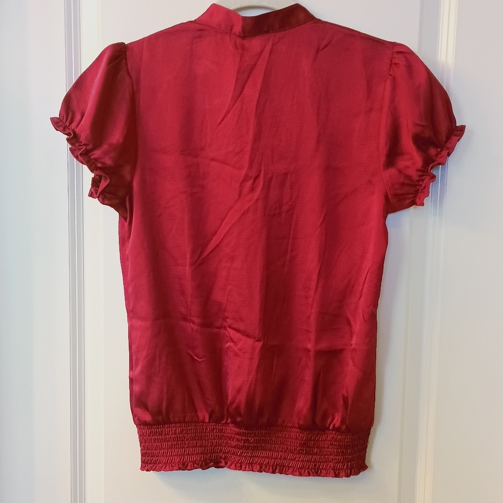 Women's Amy Wear Red Ruffle Short Sleeve Blouse Size Small - Picture 5 of 12